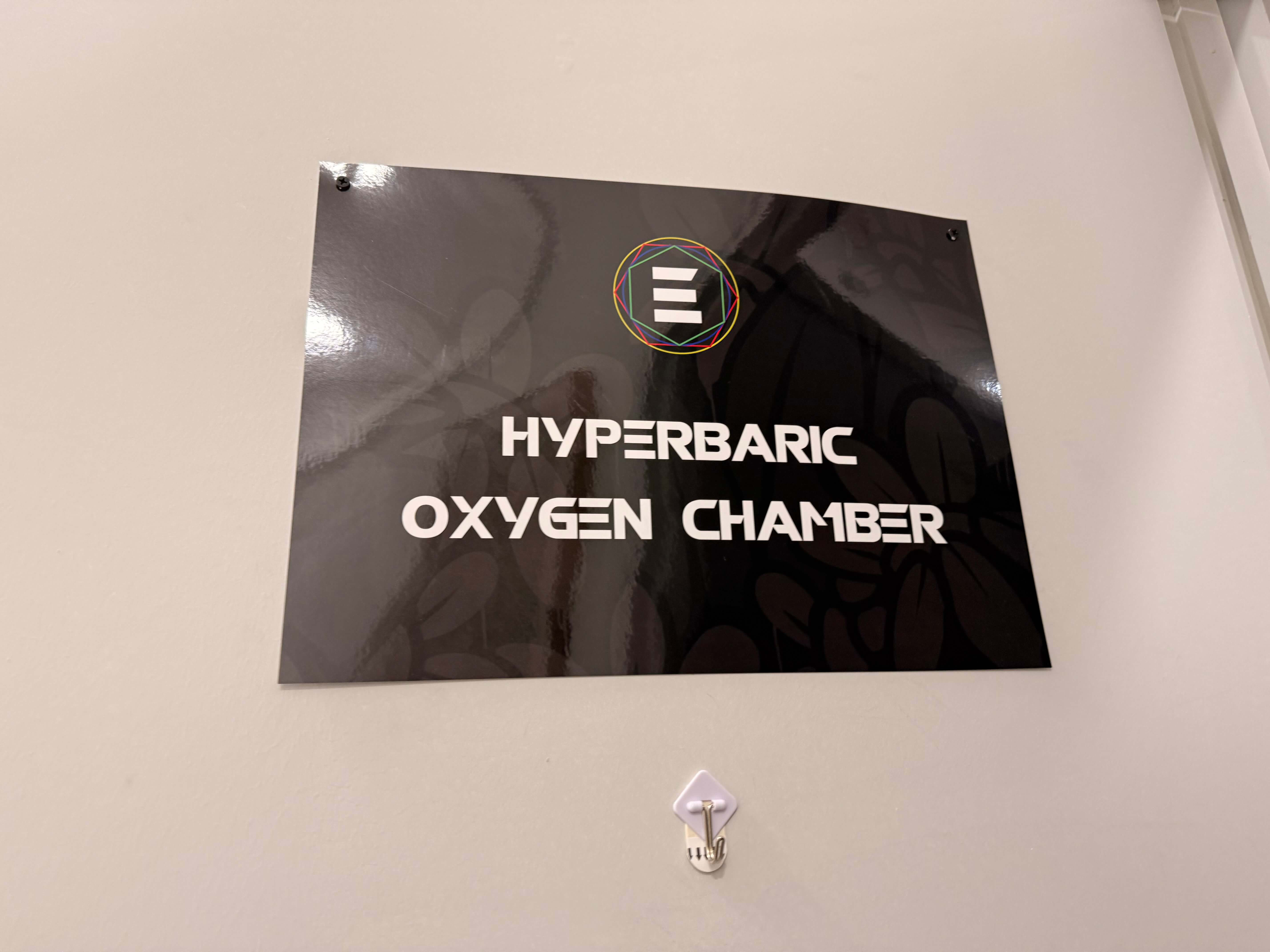 Hyperbaric oxygen therapy sign inside Elements Health Hub